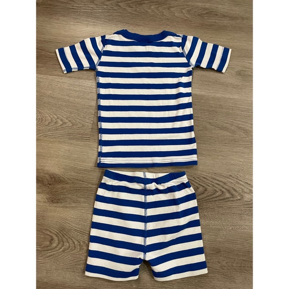 Hanna Andersson Short John Pajama Set Indigo Blue White Stripes Size 110 US 5 - Picture 6 of 8